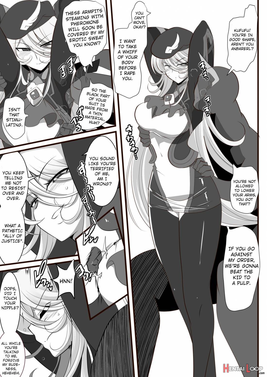 Heroine Harassment Shirogane No Anbarerl Hen Hitojichi O Torarete Nasu Subenaku Dosukebe Hero Ni Kegasareru Aku No Onna Kanbu page 11